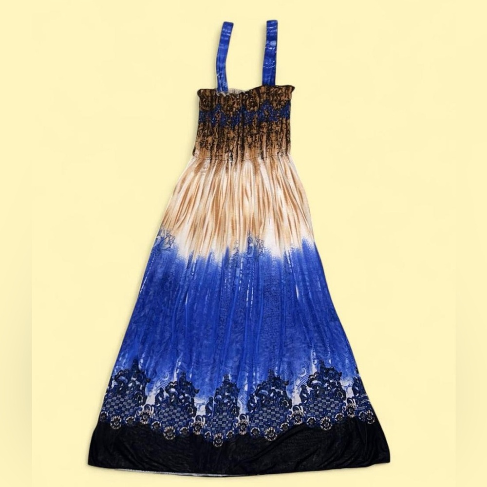 Elegant Blue and Black Maxi Dress